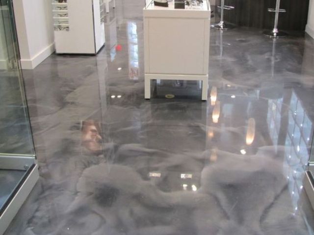 Metallic Epoxy Floor Mimics Natural Stone Veining