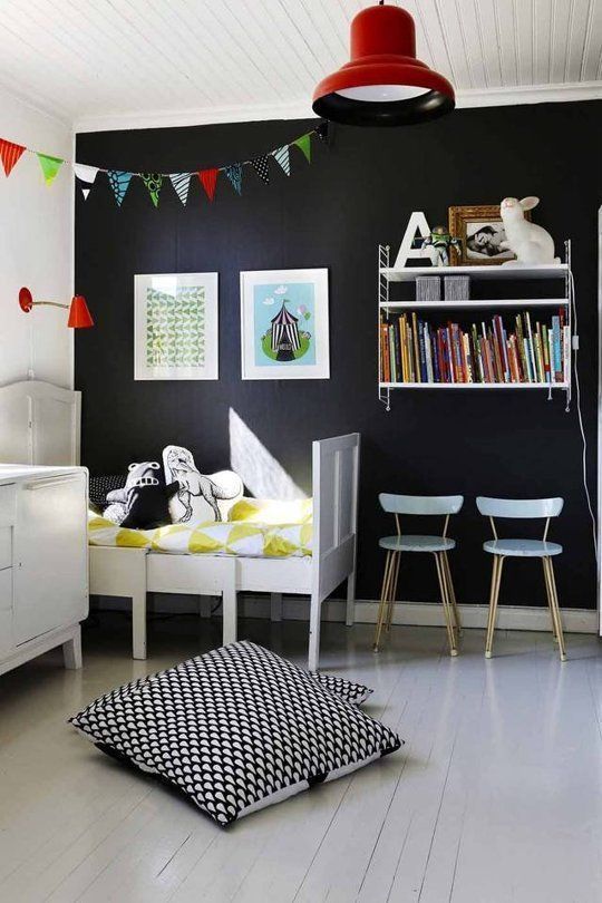 String Art Adds A Playful Touch To A Black Wall