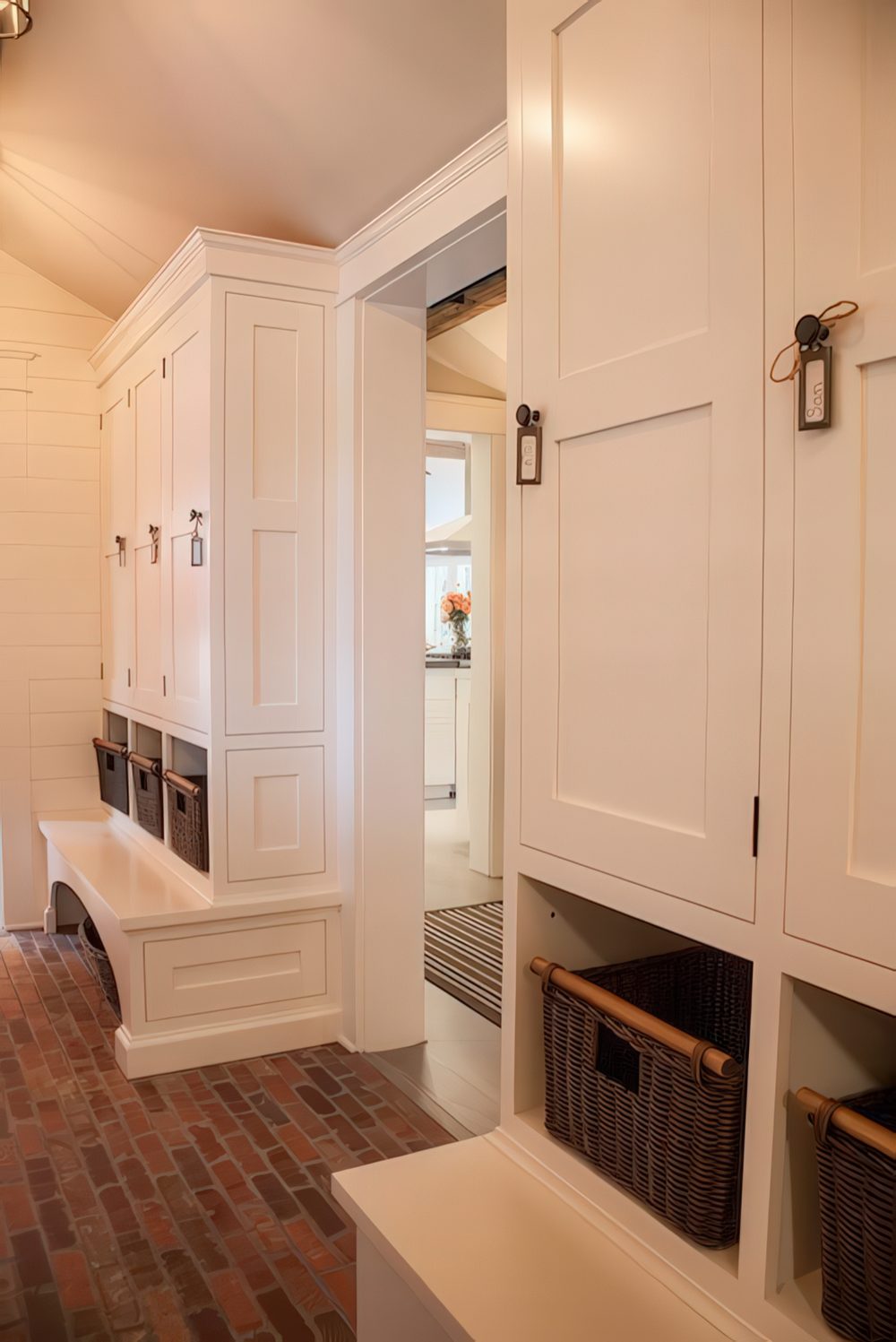 Built-In Lockers with Labeled Tags for Family Organization