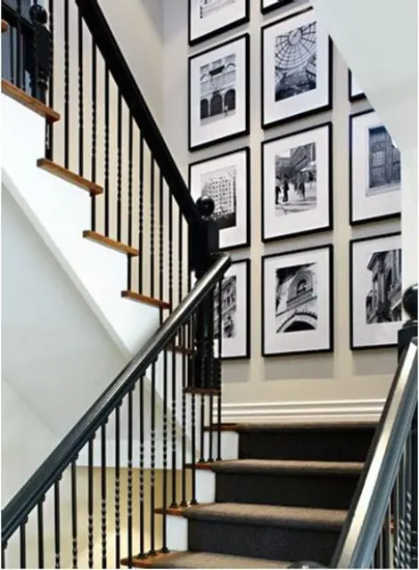 Gallery Wall Of Black And White Architectural Prints