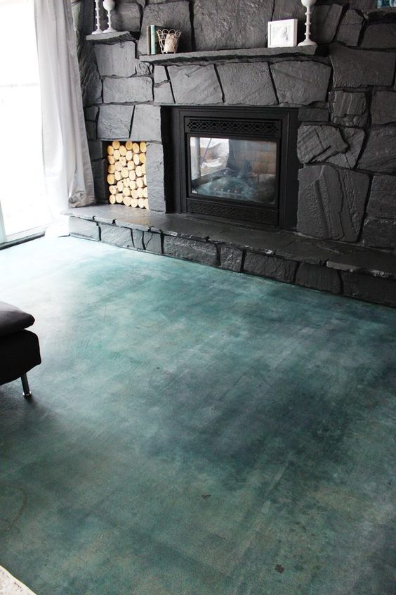 Stain Concrete Floors with a Moody Teal Hue