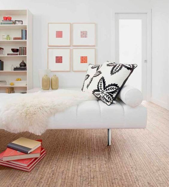 Square Art Prints Add Pops of Color Above a Sofa