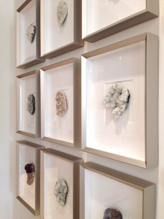 Shadow Box Frames Showcase Natural Crystal Clusters