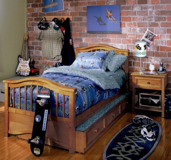 Lean a Skateboard Against a Wooden Bed Frame