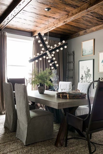 Graphic Chandelier Adds Modern Sculpture Above Dining Table