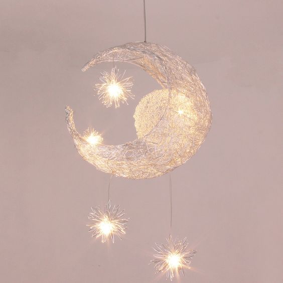Woven Moon Pendant with Starburst Accents