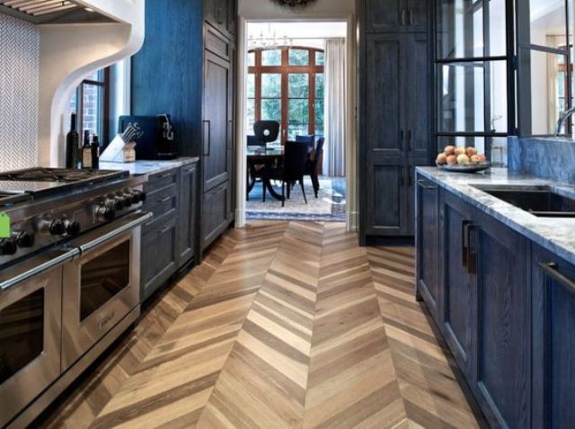 Wood Flooring Laid in a Wide Chevron Pattern