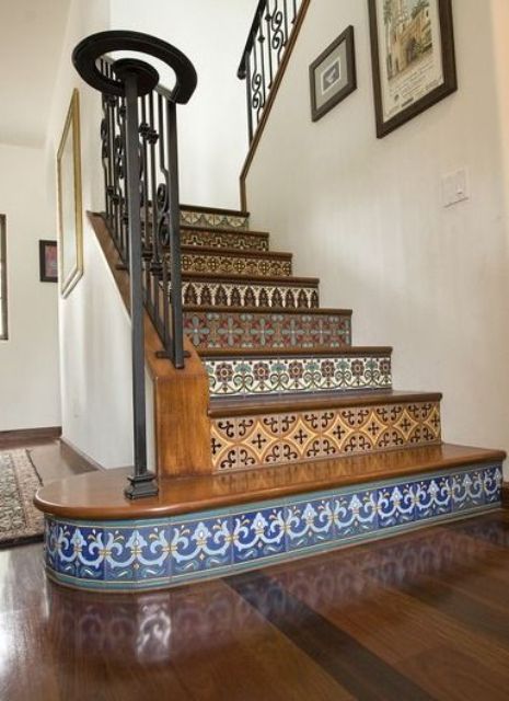 Tile Your Stair Risers for Pattern and Color