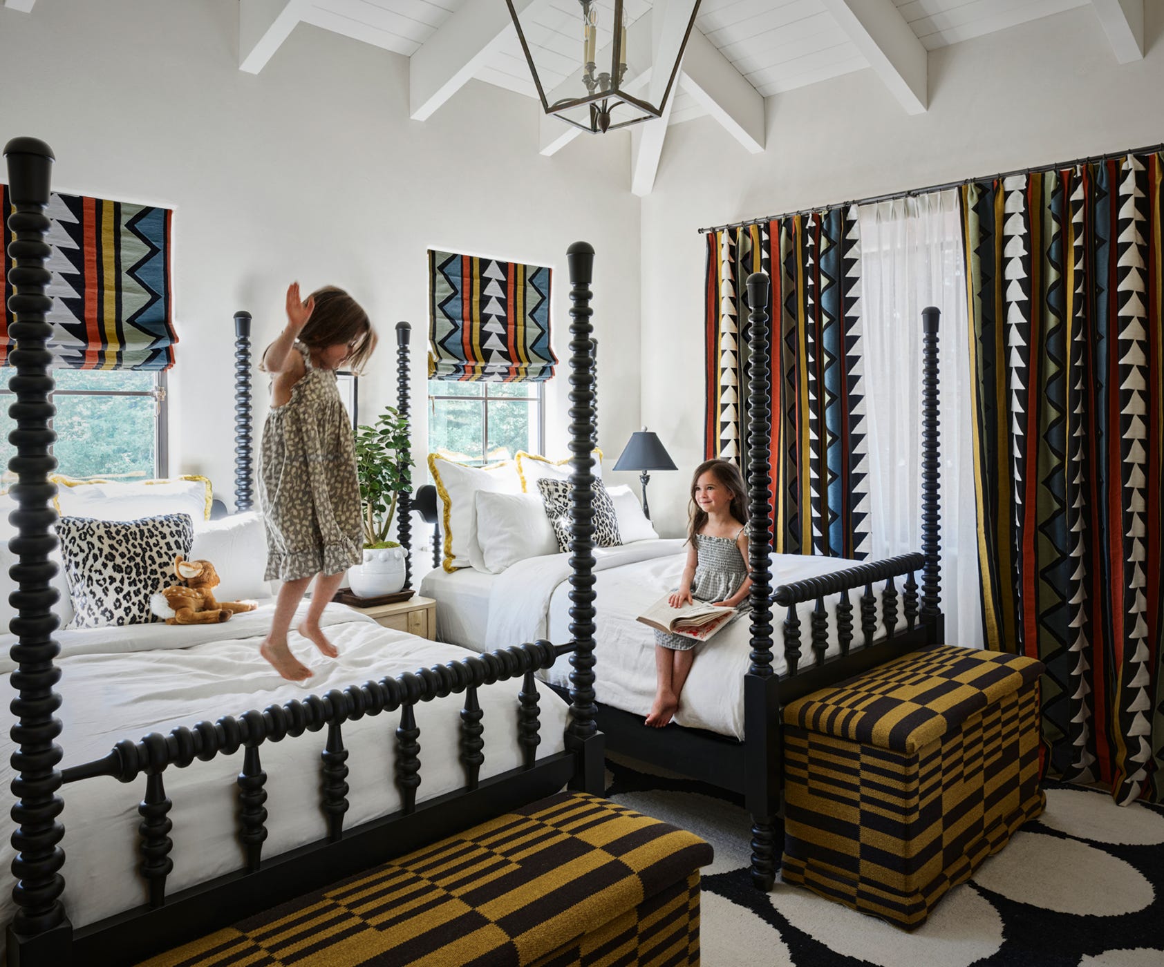 Patterned Storage Ottomans Anchor Bold Geometric Textiles