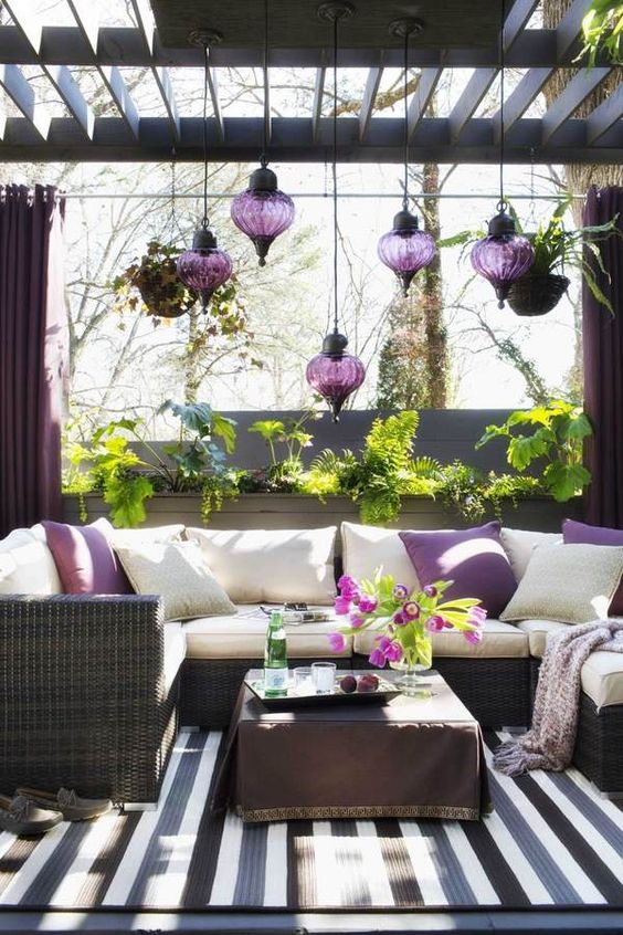 Purple Glass Lanterns Add Jewel-Toned Ambiance