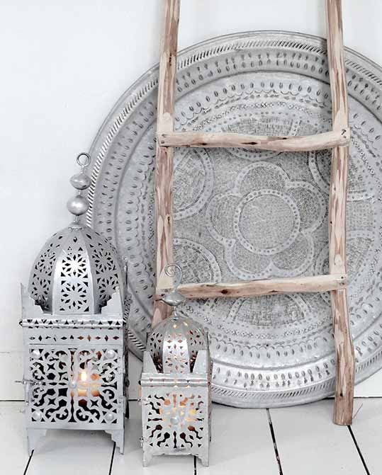 Cast Patterned Light with Ornate Metal Lanterns