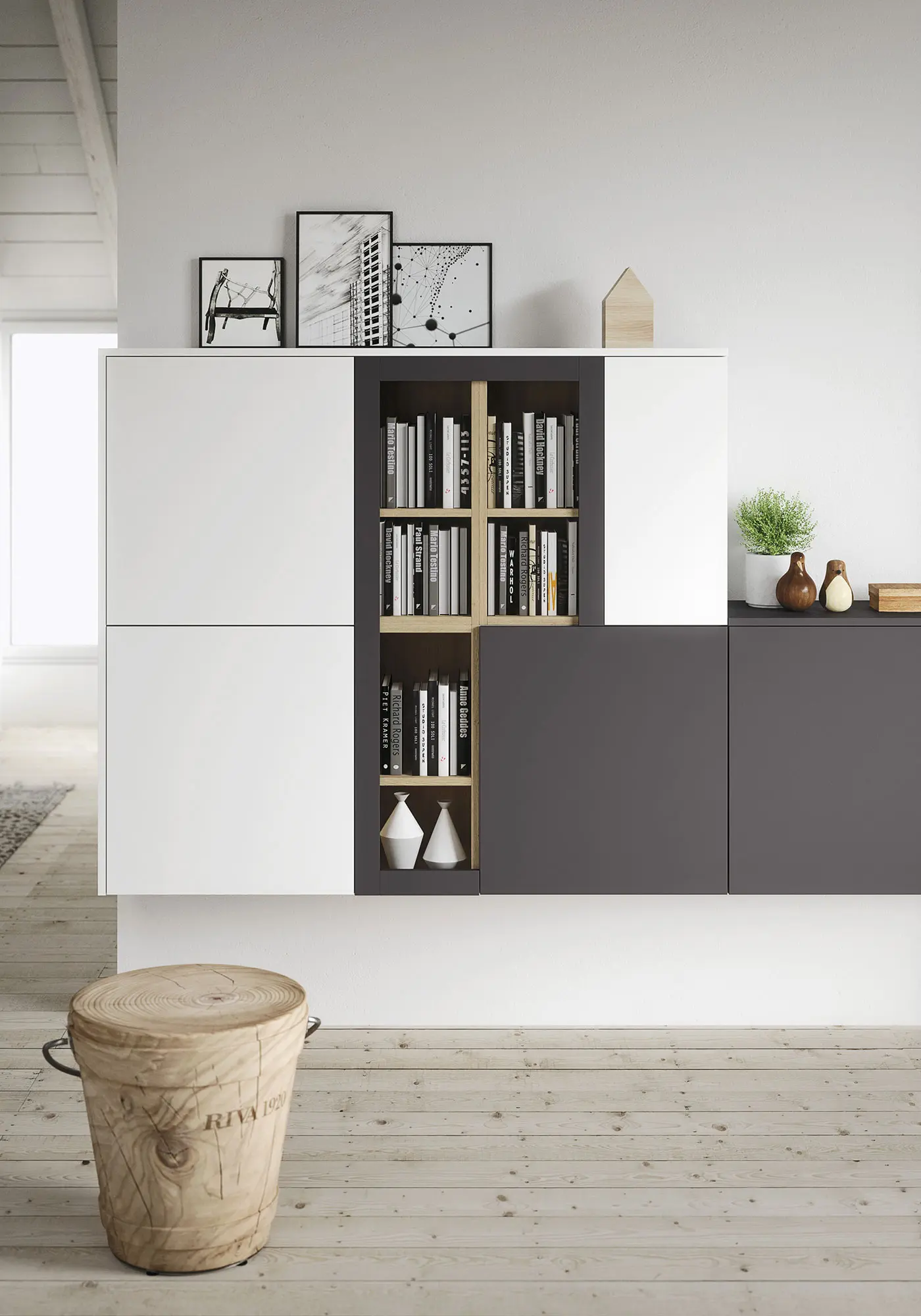 Modular Cabinet With Open Shelves For Displaying Books and Decor