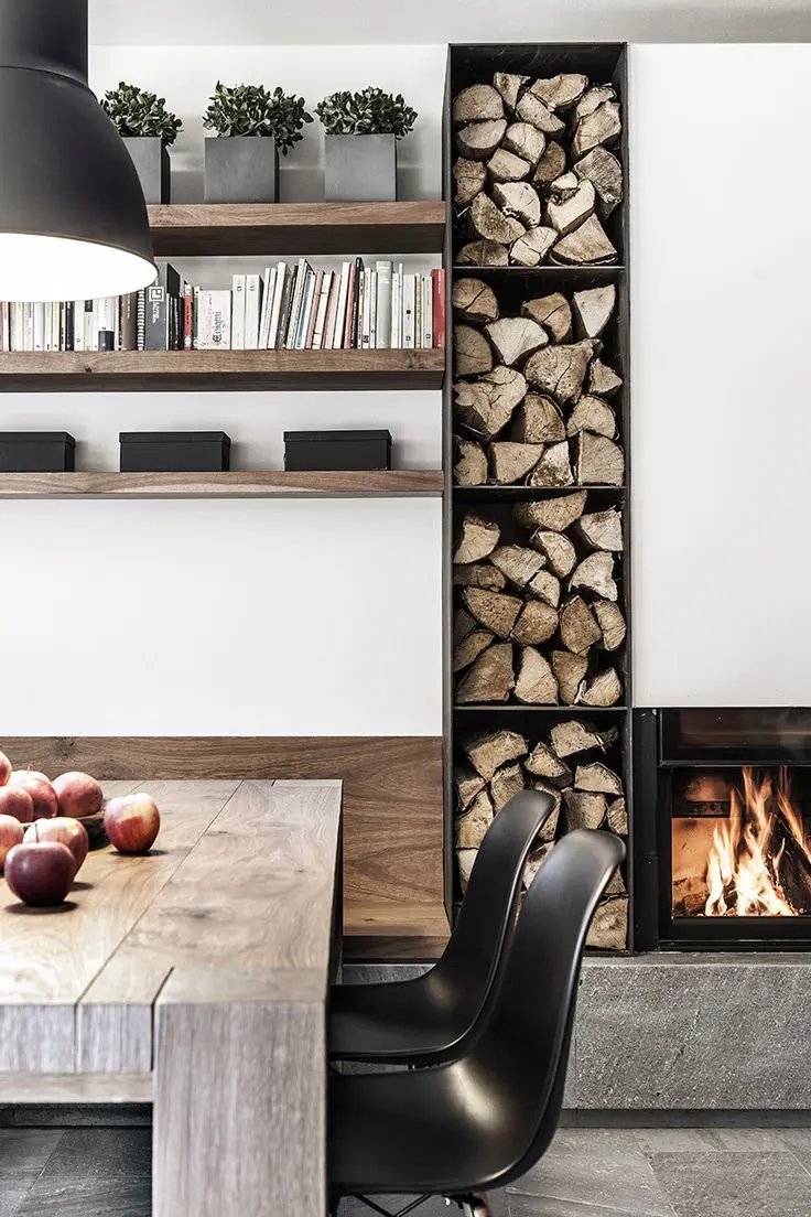 Slim Unit for Neatly Storing Firewood
