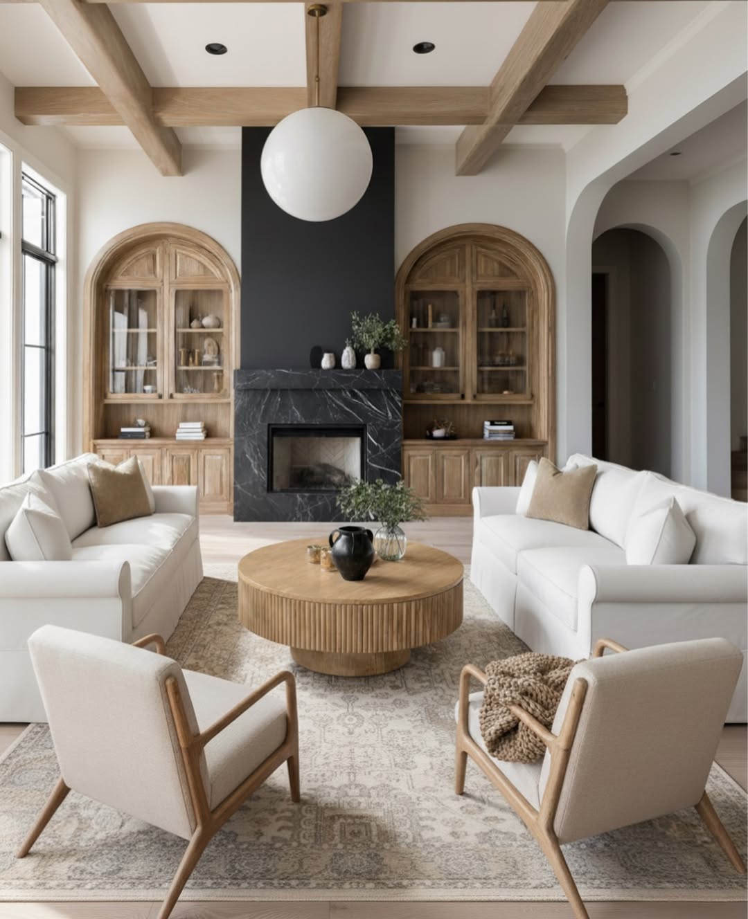 Ground Your Seating Area with a Fluted Wood Coffee Table