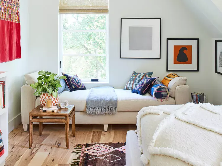 Wooden Side Table With Geometric Planter for a Pop of Color