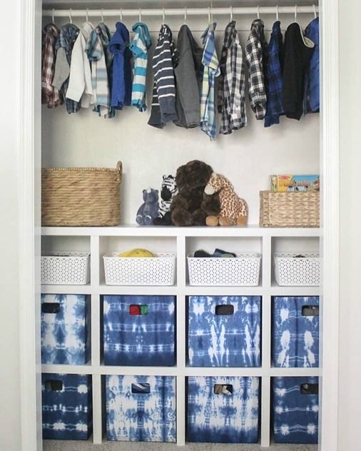 Tie-Dye Fabric Bins For A Playful Kids' Closet