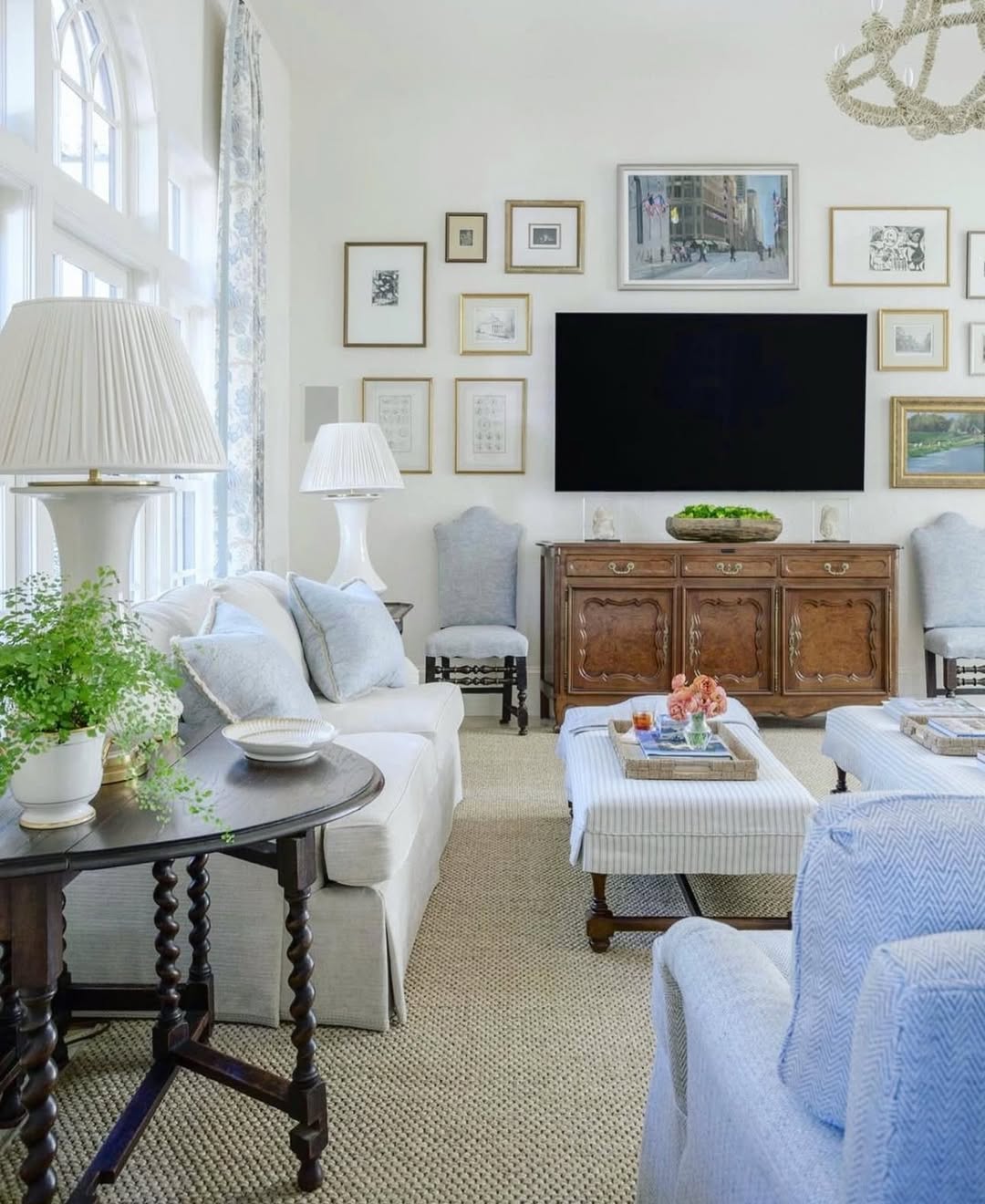 Gallery Wall Arrangement Around The Television