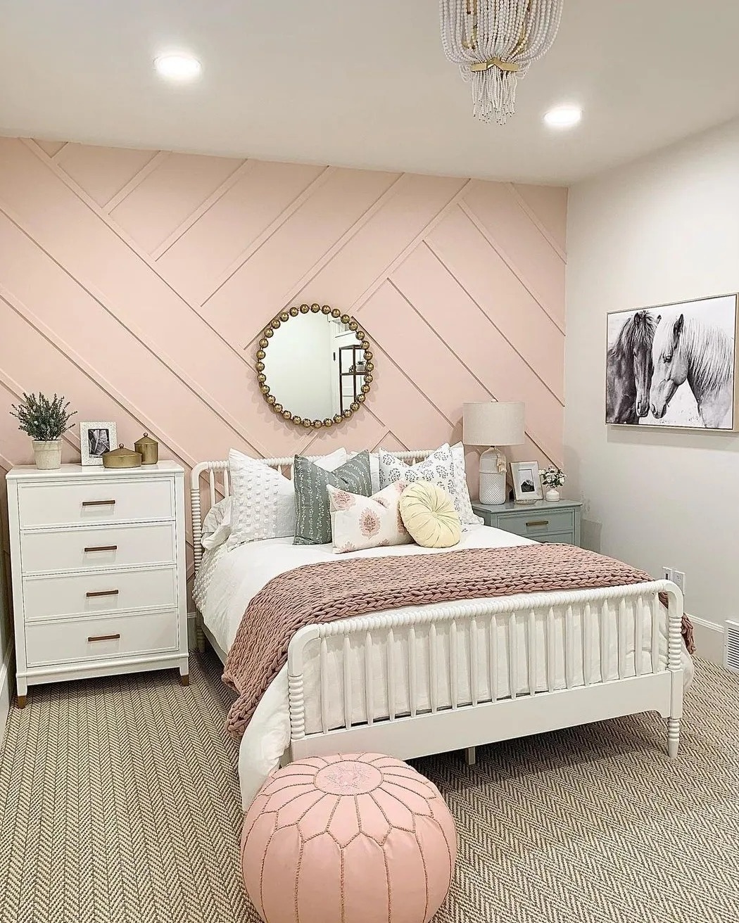 Geometric Wall Paneling Adds Subtle Dimension Behind the Bed