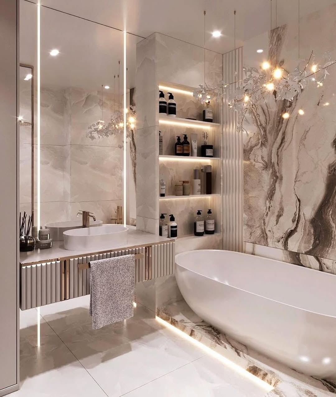 Recessed Shelves With Integrated Lighting