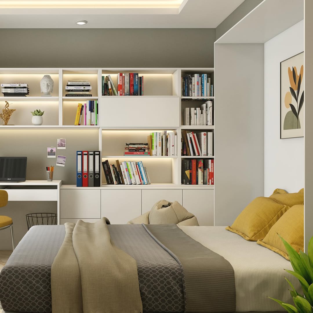 Shelving Unit with Integrated Lighting for Ambiance