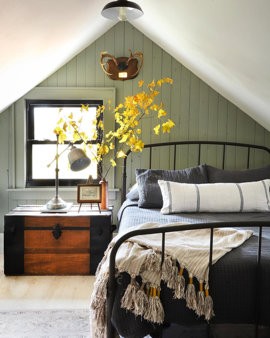 Vintage Trunk Doubles as a Unique Nightstand