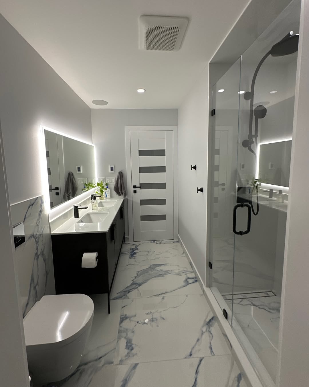 Black Vanity with Integrated Toilet Paper Holder