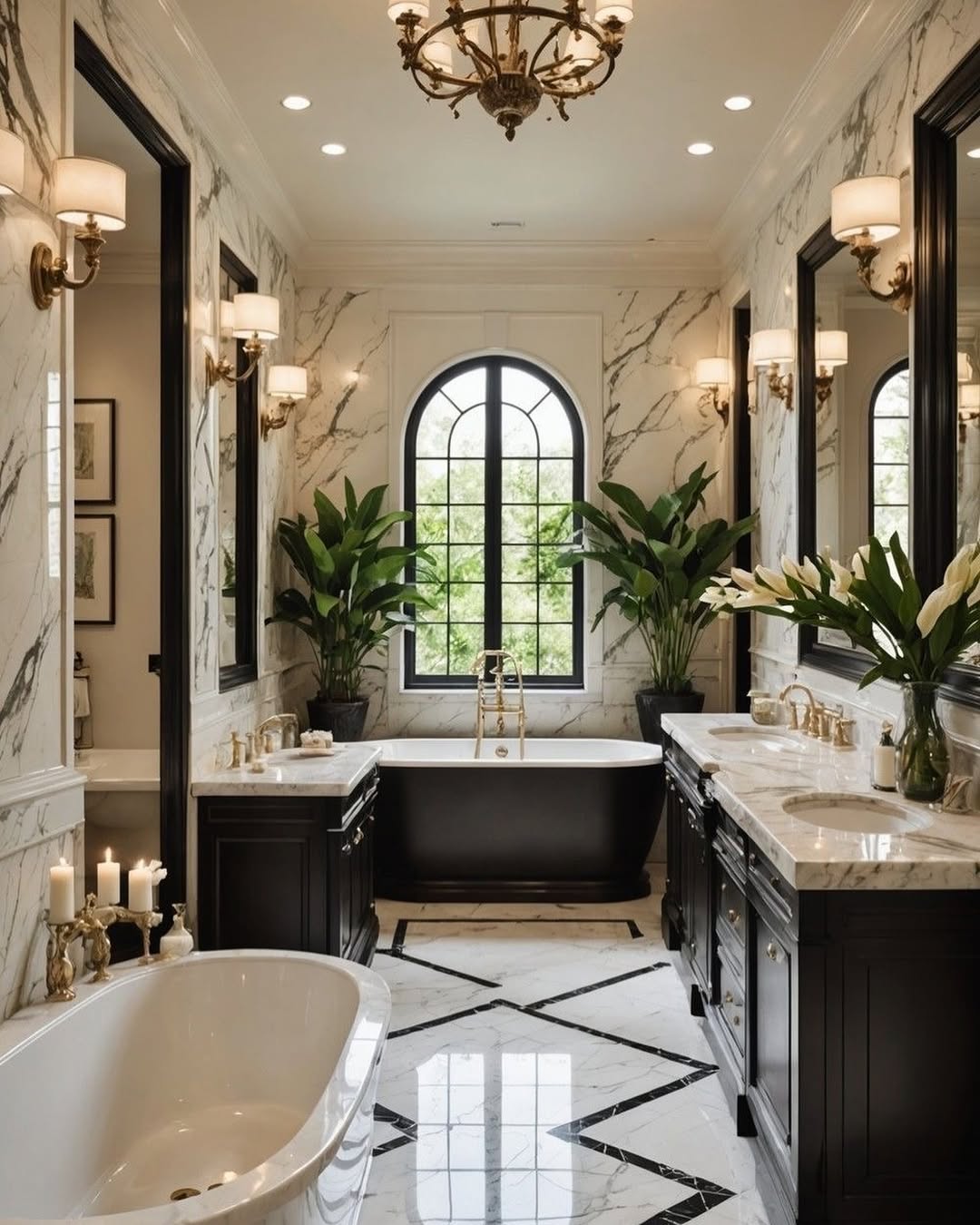 Soften Marble with Tall Floor Plants
