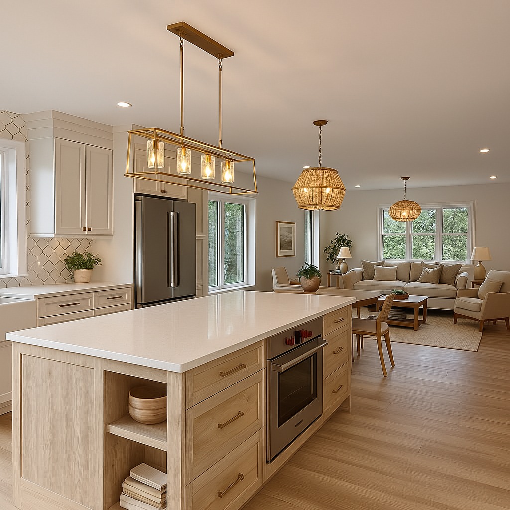 Incorporate Open Shelving into a Natural Wood Island
