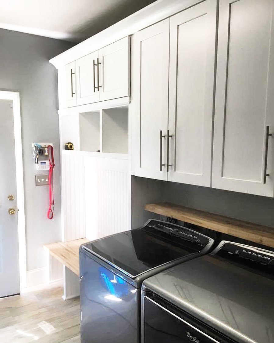 Open Niches Above a Beadboard Backsplash