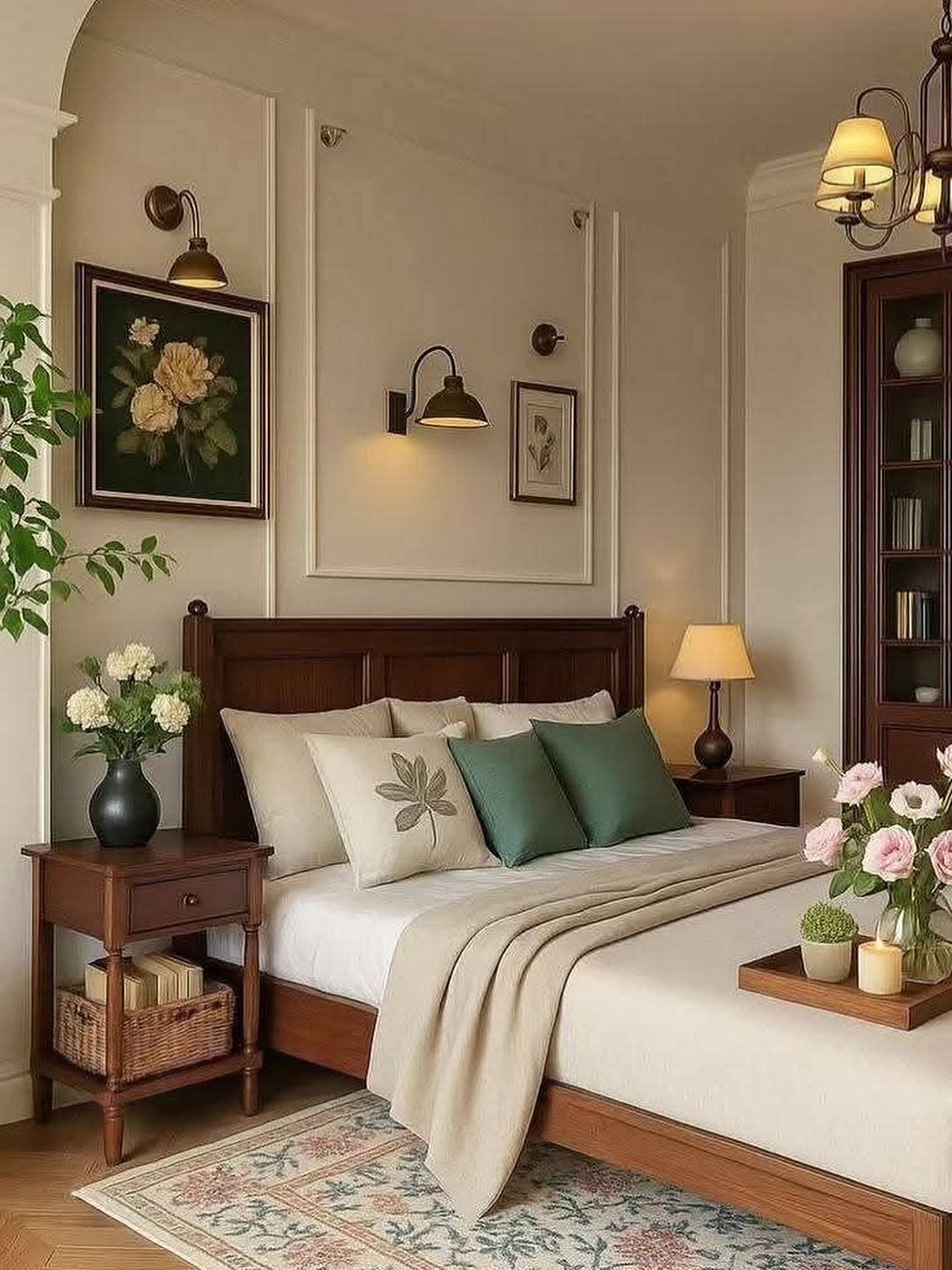 Dark Wood Nightstands With Baskets Add Storage
