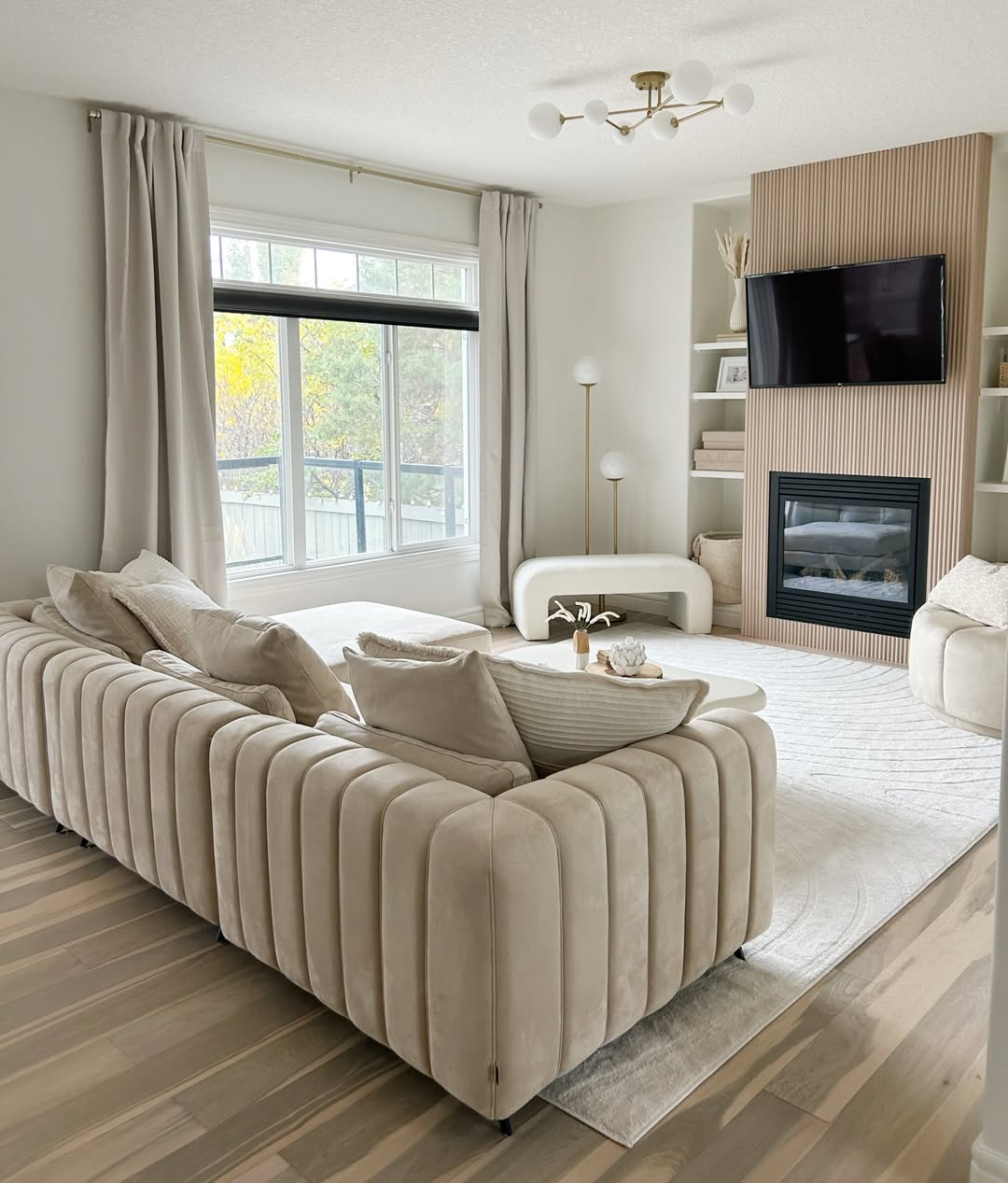 Fluted Sofa Adds Soft Vertical Lines to Living Area