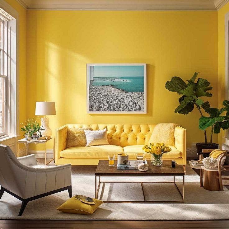 Choose a Tufted Yellow Sofa for a Sunny Seating Area