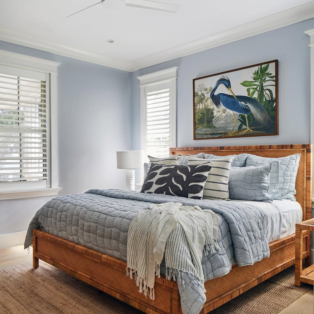Woven Rattan Bed Frame Adds Natural Texture and Warmth