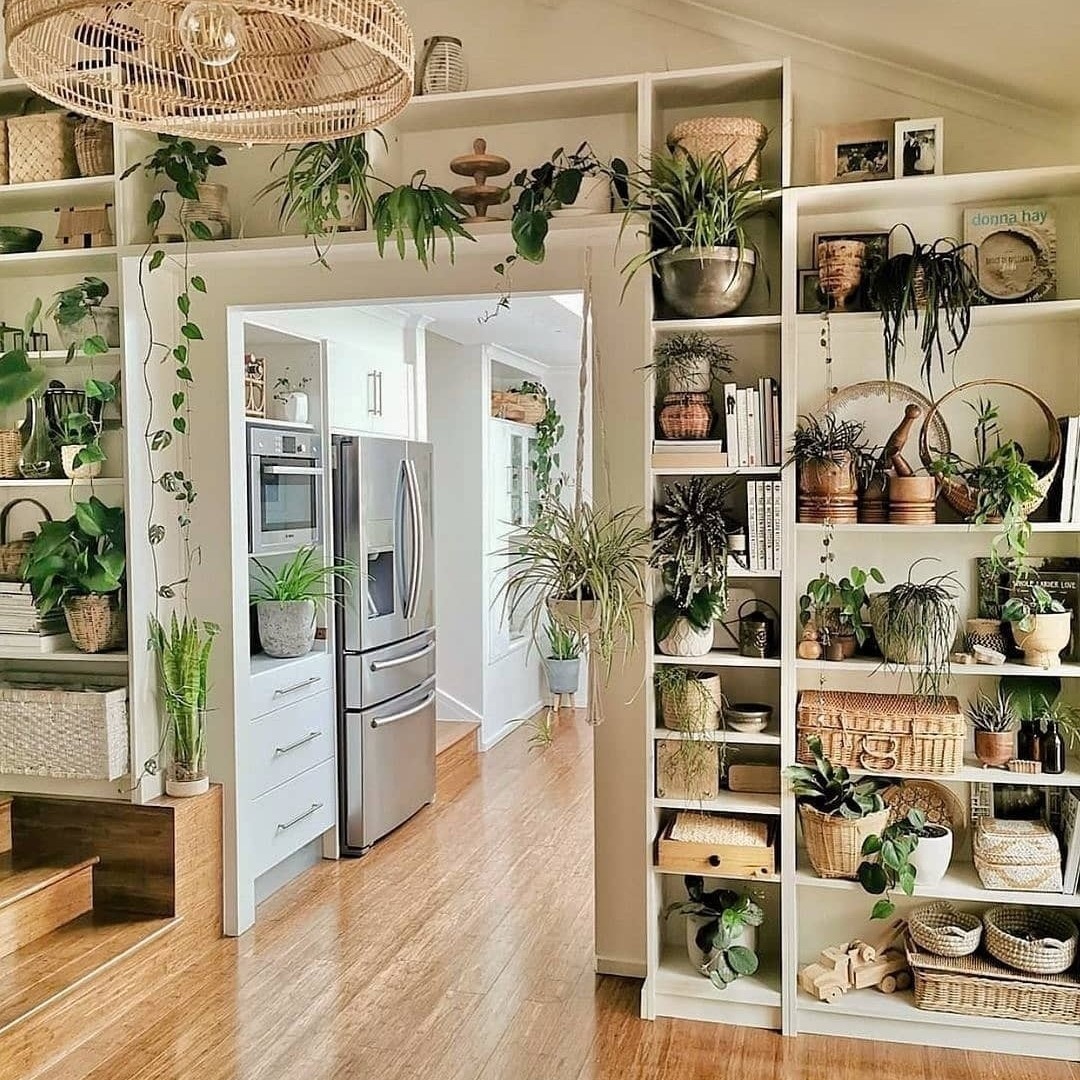 White Shelving Units Create a Living Wall of Greenery