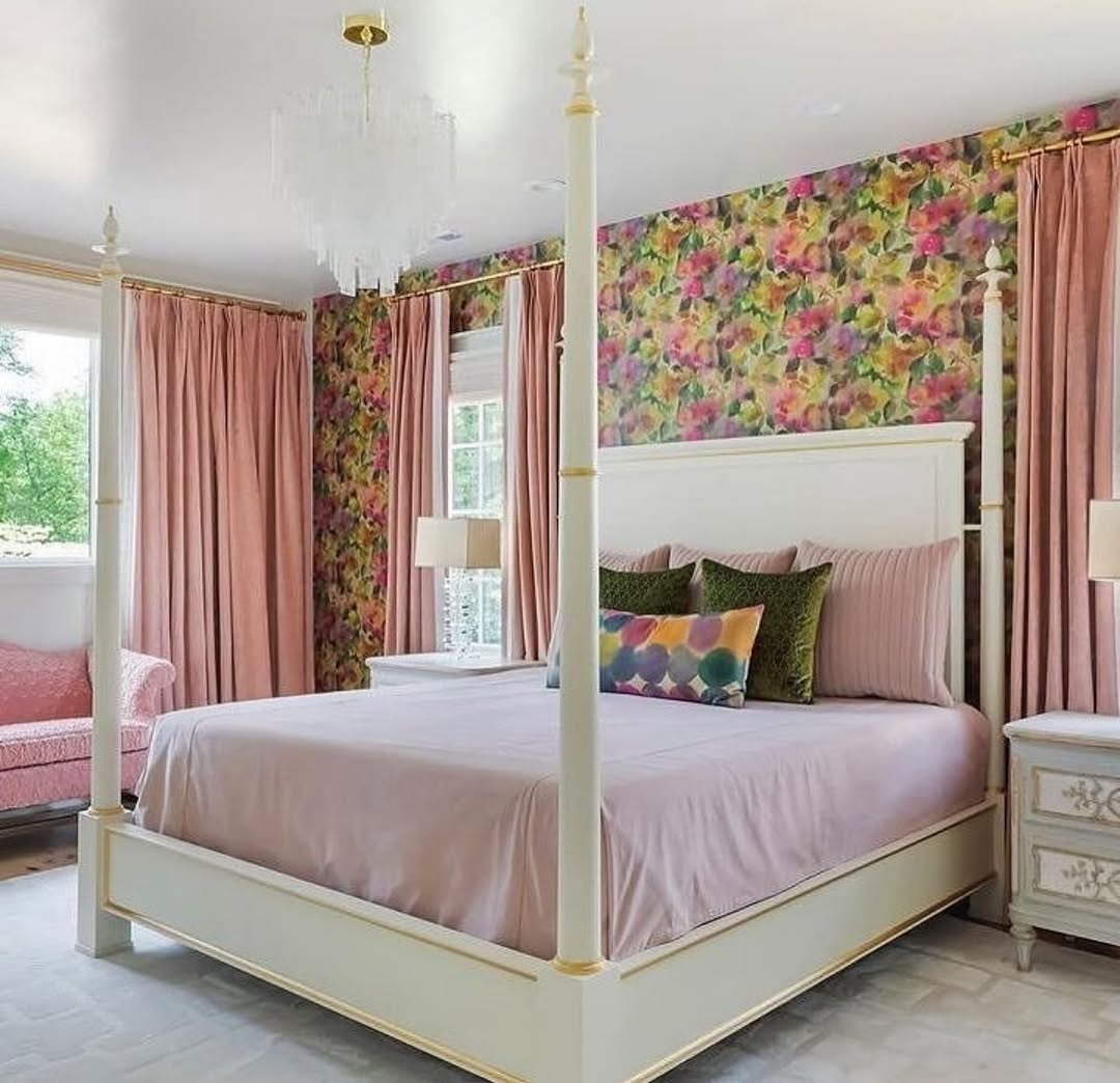 White Canopy Bed With Gold Trim Adds a Classic Touch