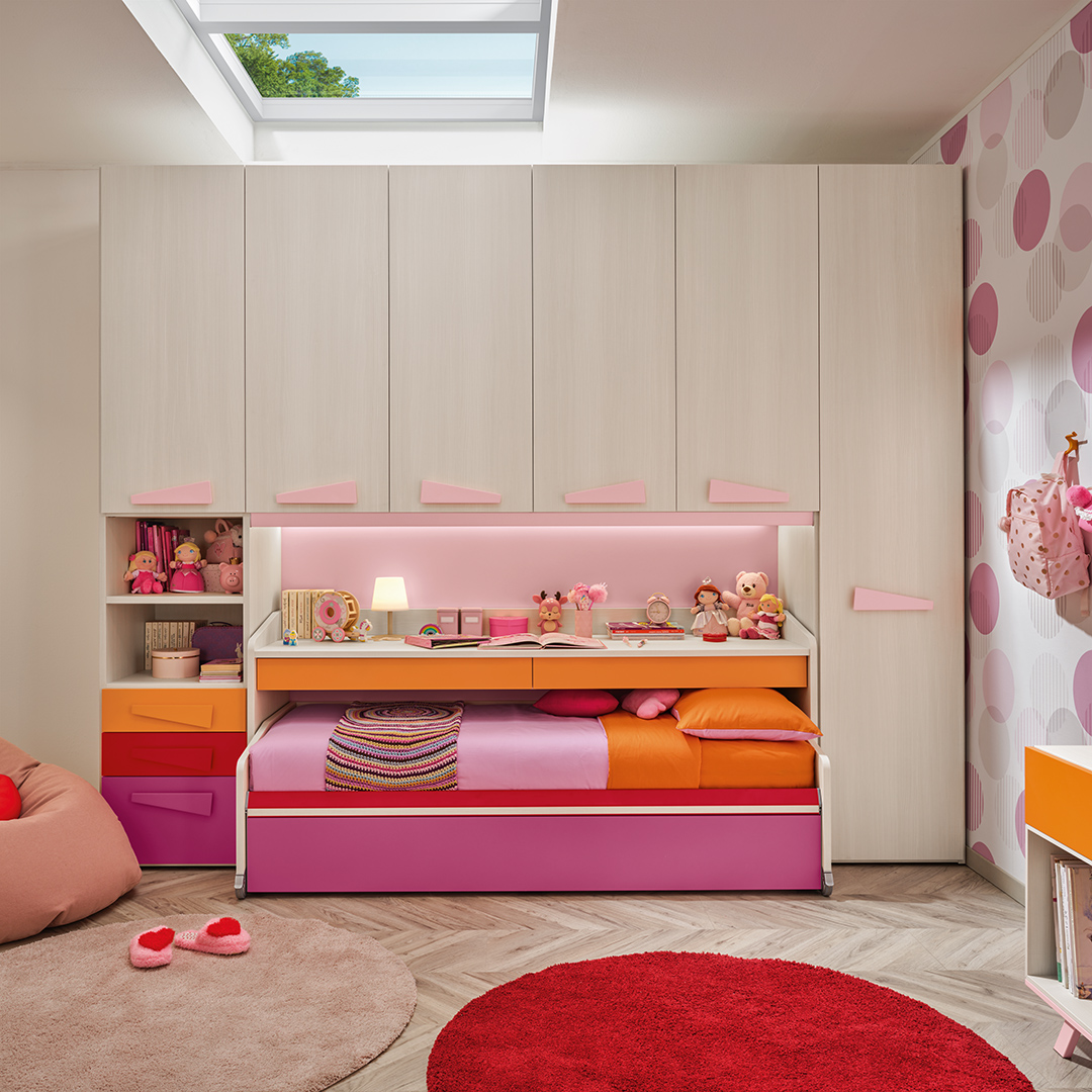 Pull-Out Bed with Integrated Desk and Shelving