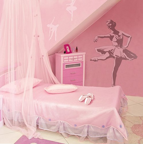 Ballet Dancer Wall Decals Bring Grace to a Pink Room