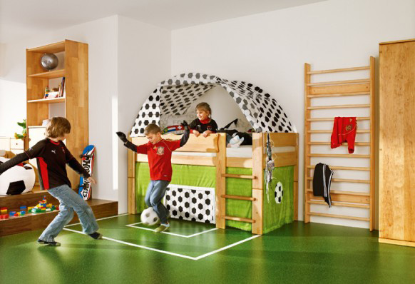 Soccer-Themed Tent Bed With Black and White Pattern