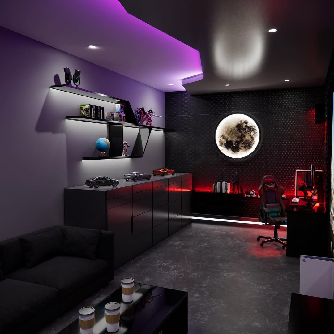 Floating Shelves With Integrated LED Lighting