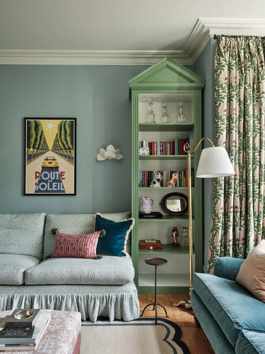Tall Green Built-In Cabinet Adds Architectural Interest