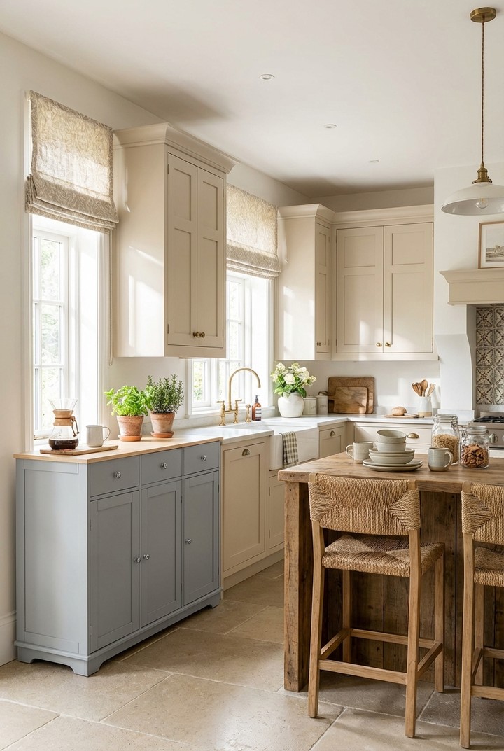 Ground Your Neutral Kitchen with a Grey Base Cabinet