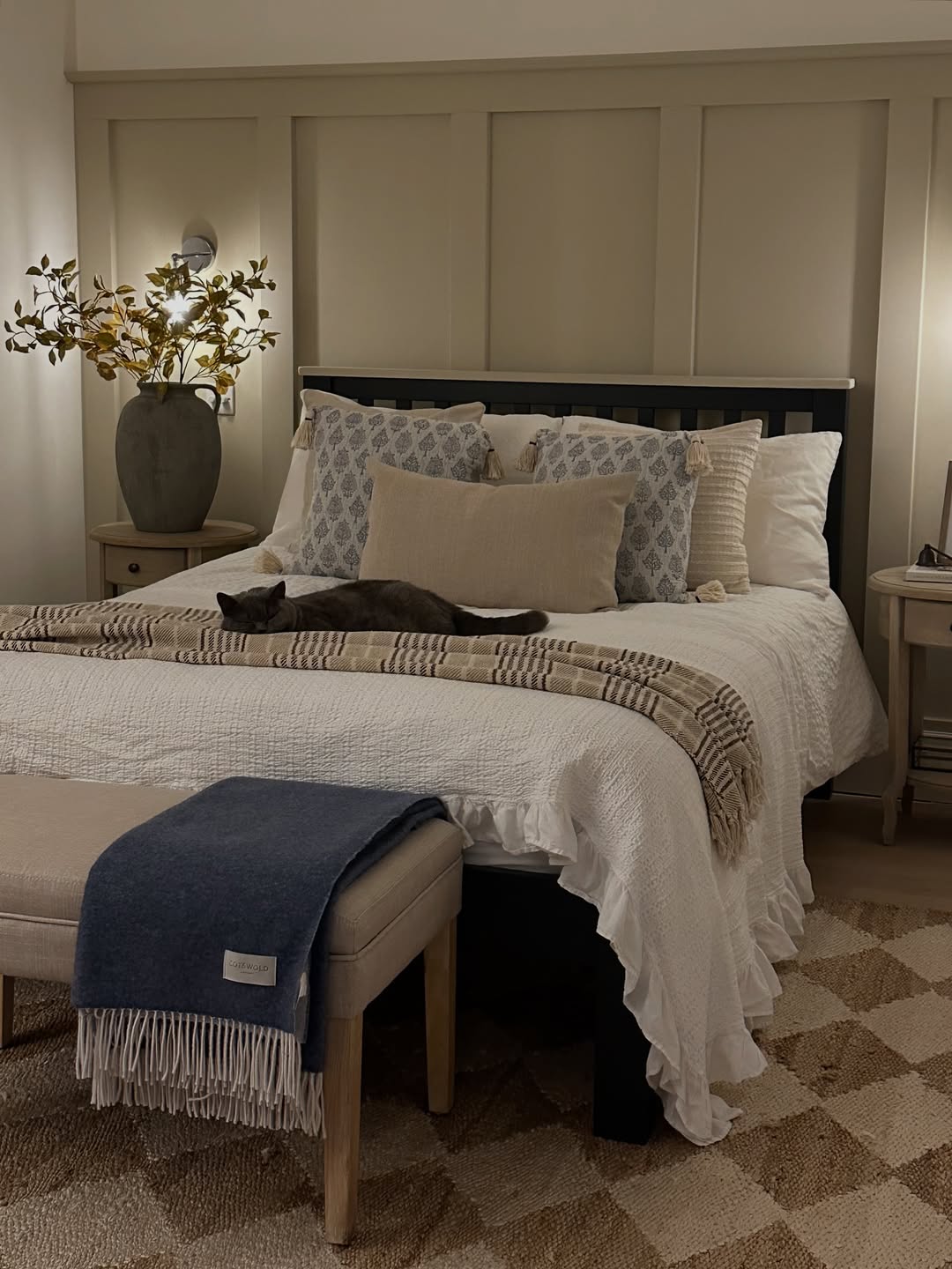 Layered Bedding for Depth with Ruffled Duvet