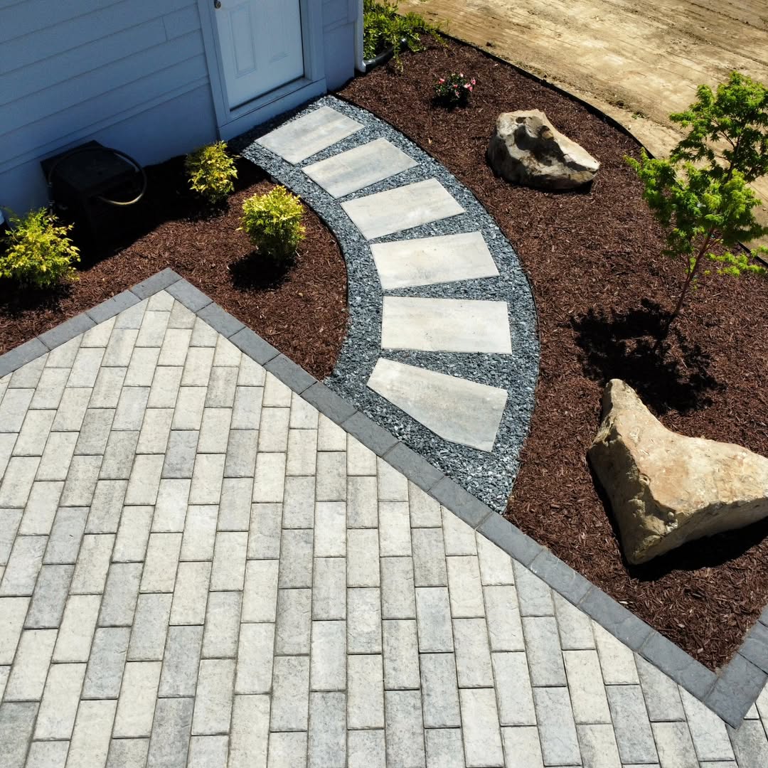 Weave a Garden Path with Stone Slabs and Dark Gravel