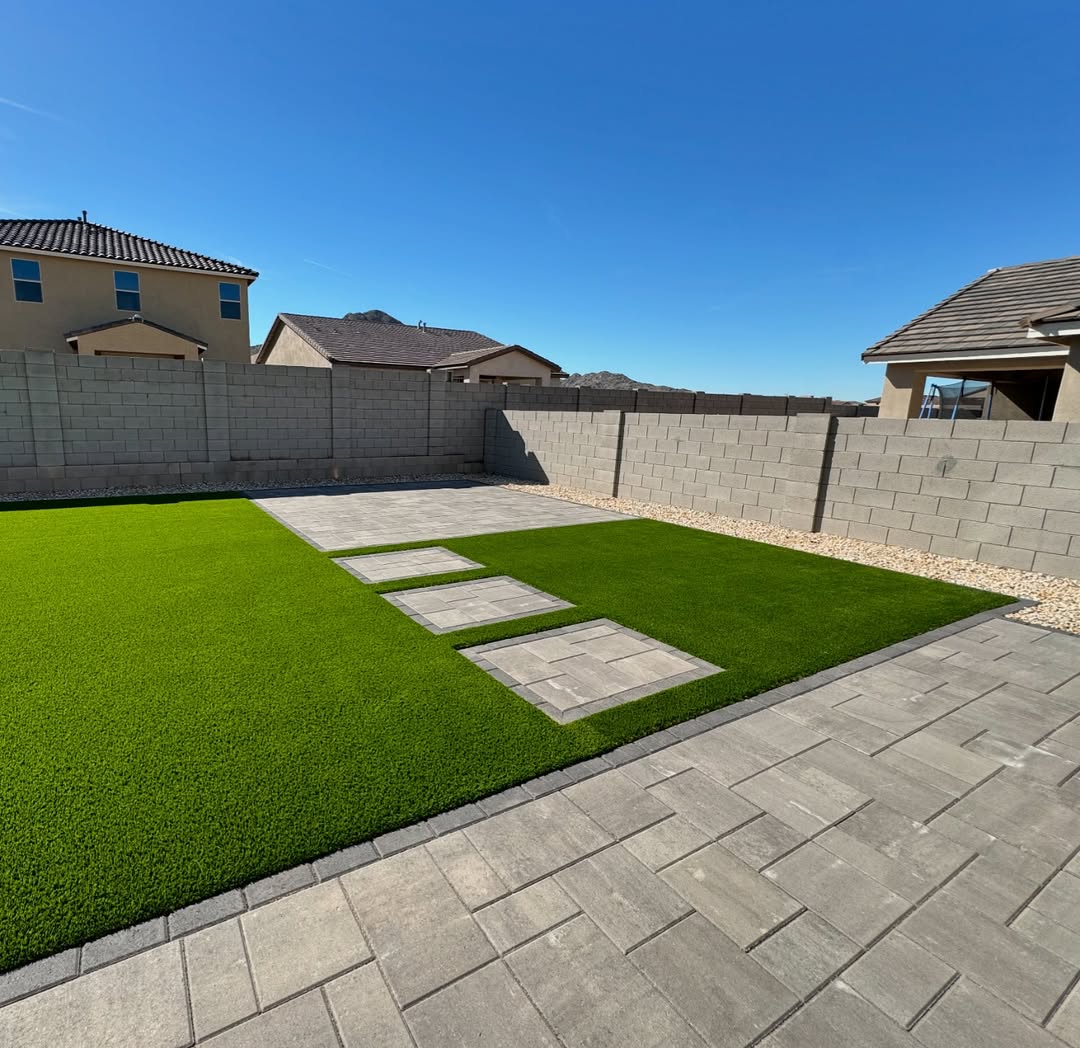 Design a Modern Walkway with Square Pavers in Artificial Turf