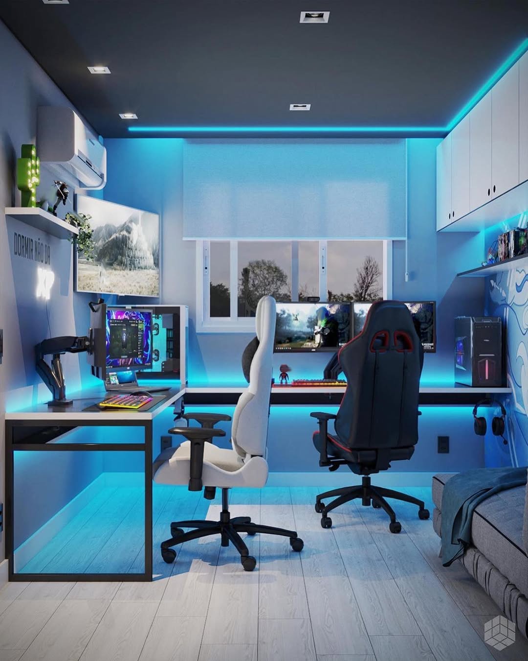 Blue LED Strips Add Ambient Glow to Gaming Space