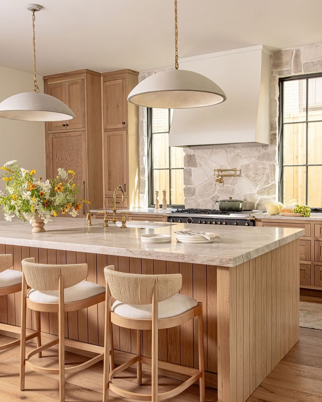 Wood-Slatted Island Base Adds Natural Texture