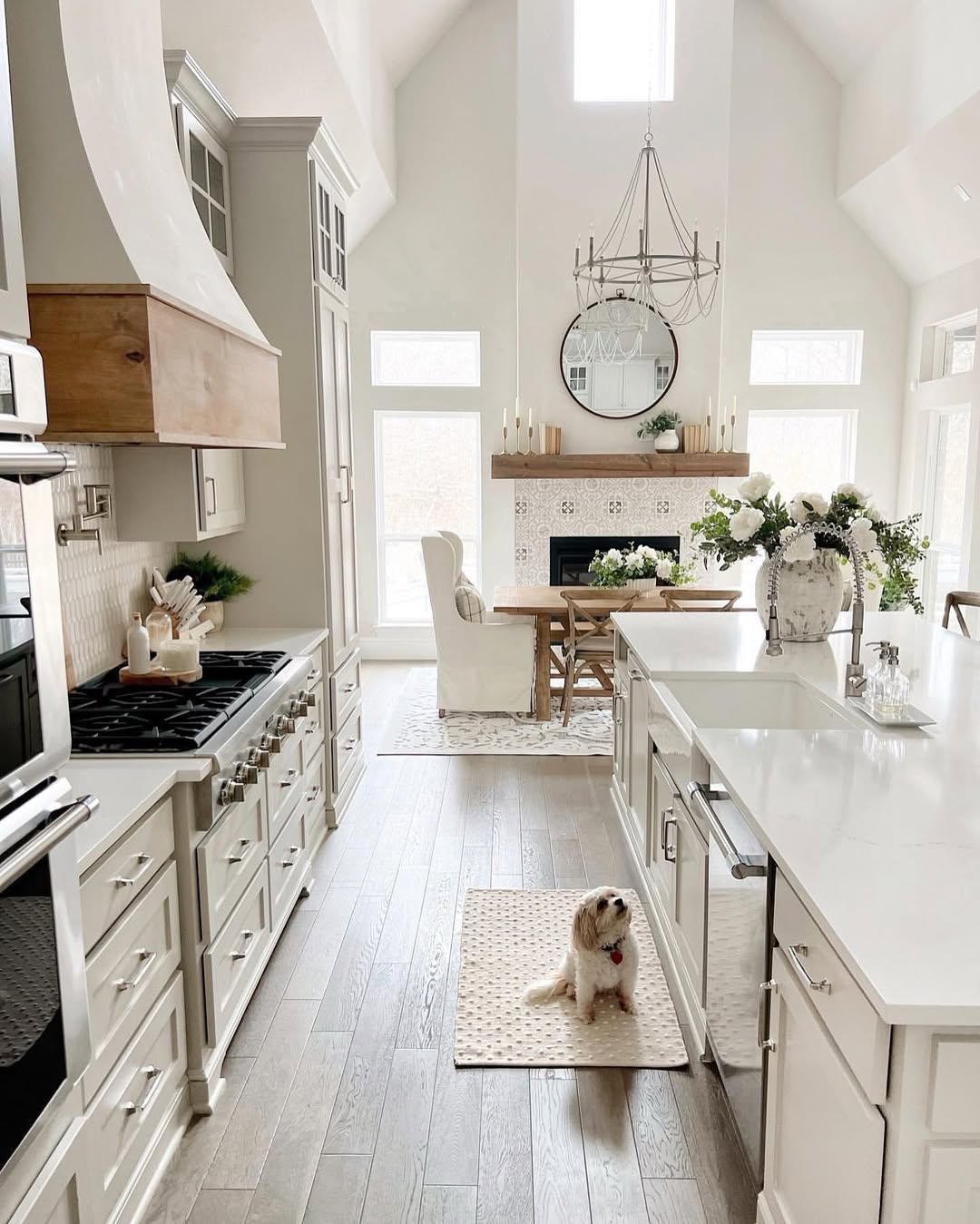Warm Up a White Kitchen with a Natural Wood Range Hood