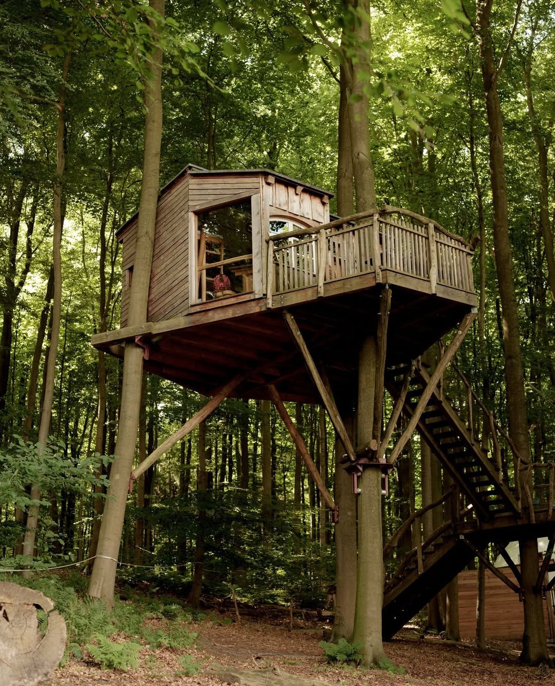 Spacious Deck with Natural Log Railings