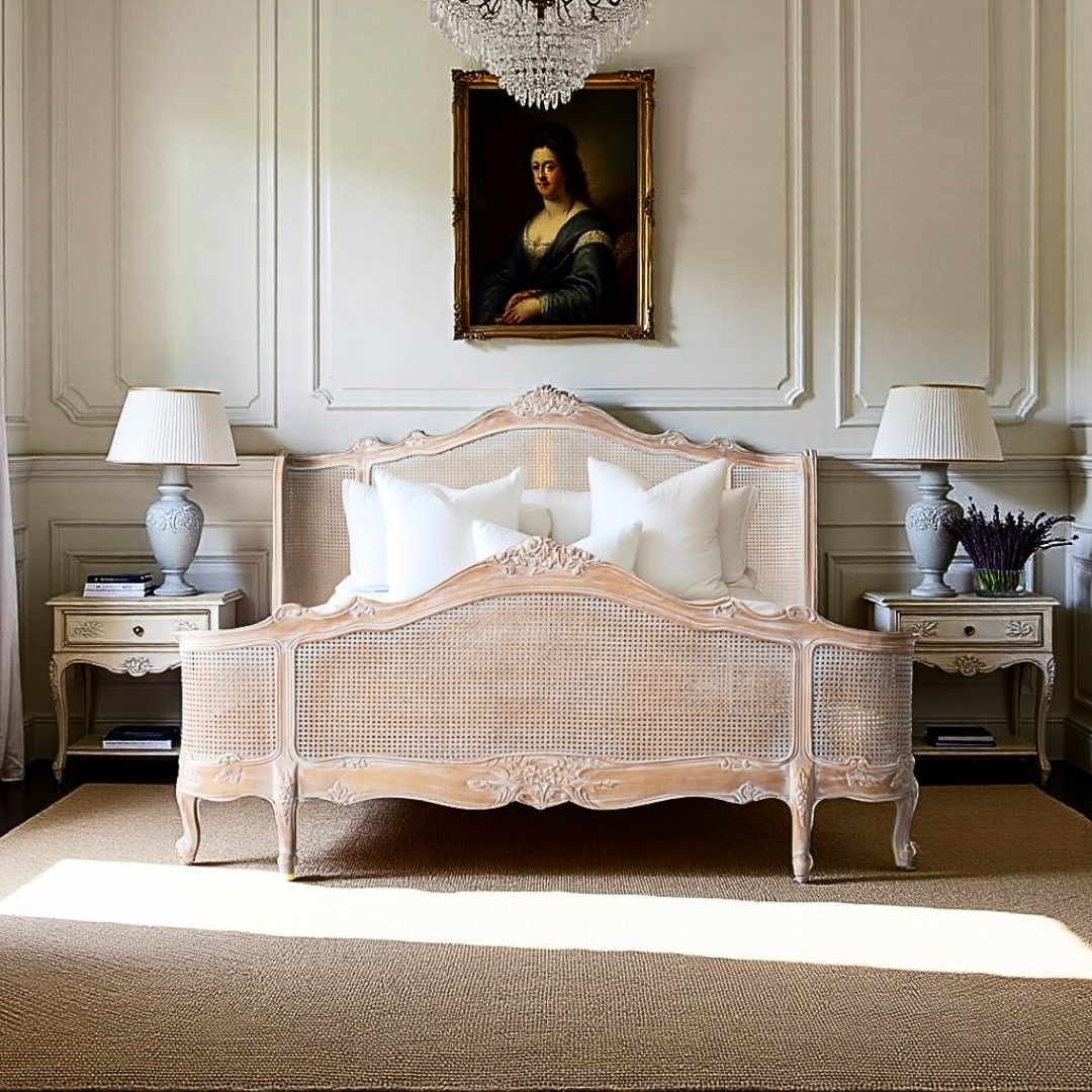 Bring French Country Charm With an Ornate Cane Bed Frame