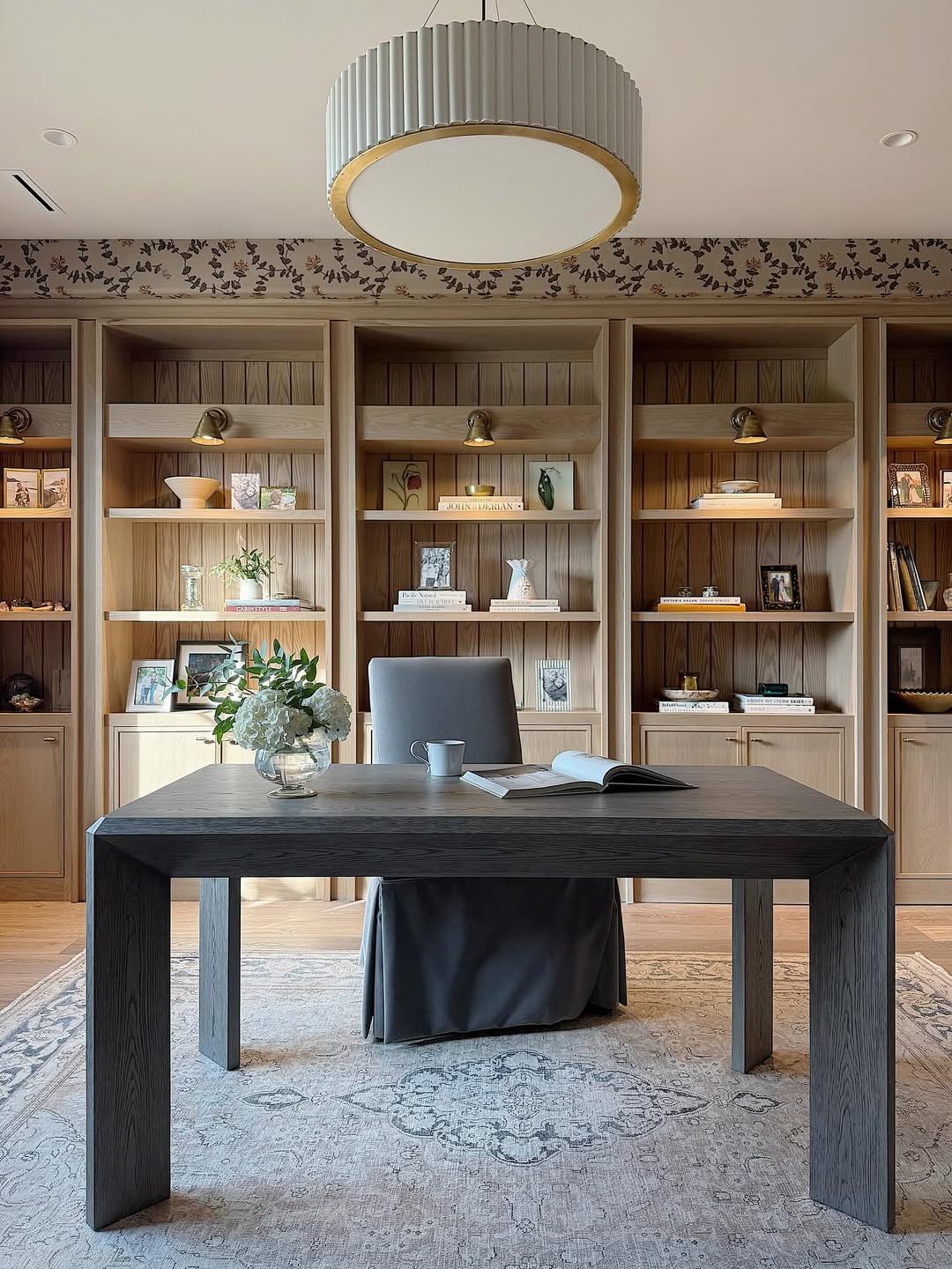 Wood Shelving with Integrated Spotlights Highlights Decor